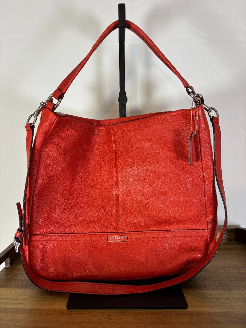 Coach Park Red Pebbled Leather Hobo Shoulder Bag